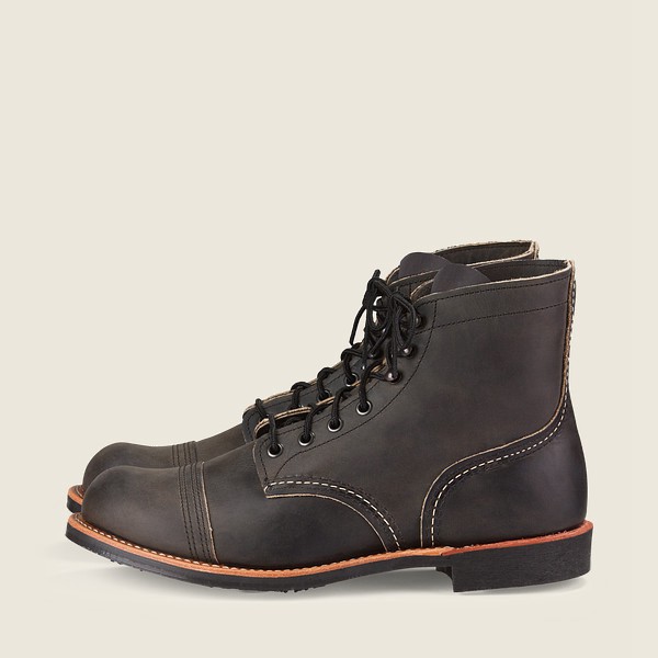 Red Wing Mens Heritage Boots - Iron Ranger - 6-inch Rough & Tough Leather - Dark Grey - TOW342107